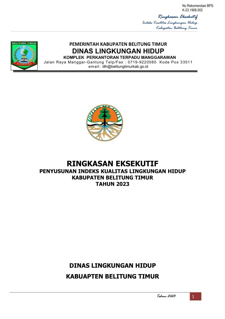 Indeks Kualitas Lingkungan Hidup Tahun 2023